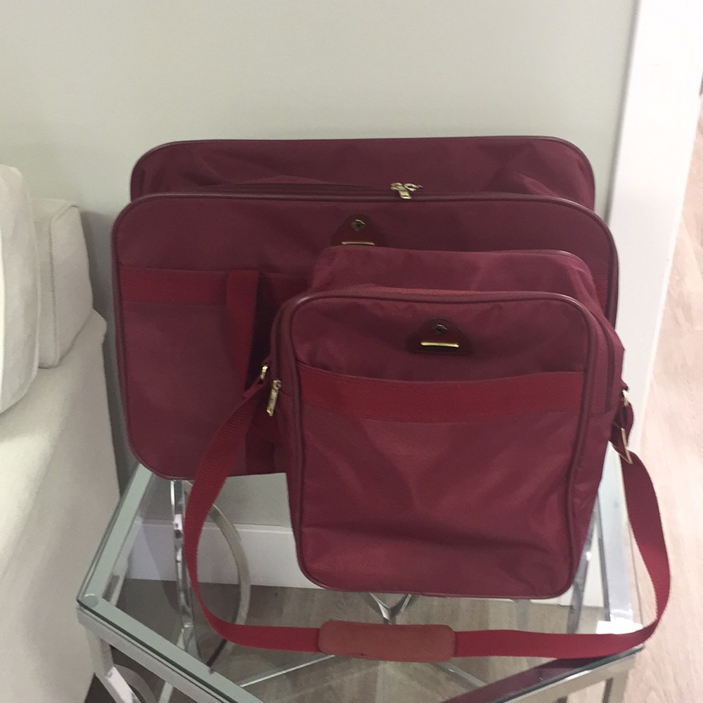 Vintage Samsonite "Port of Entry 1" 2 pc. Burgundy Luggage Set 1980's Ca… - Picture 2 of 16